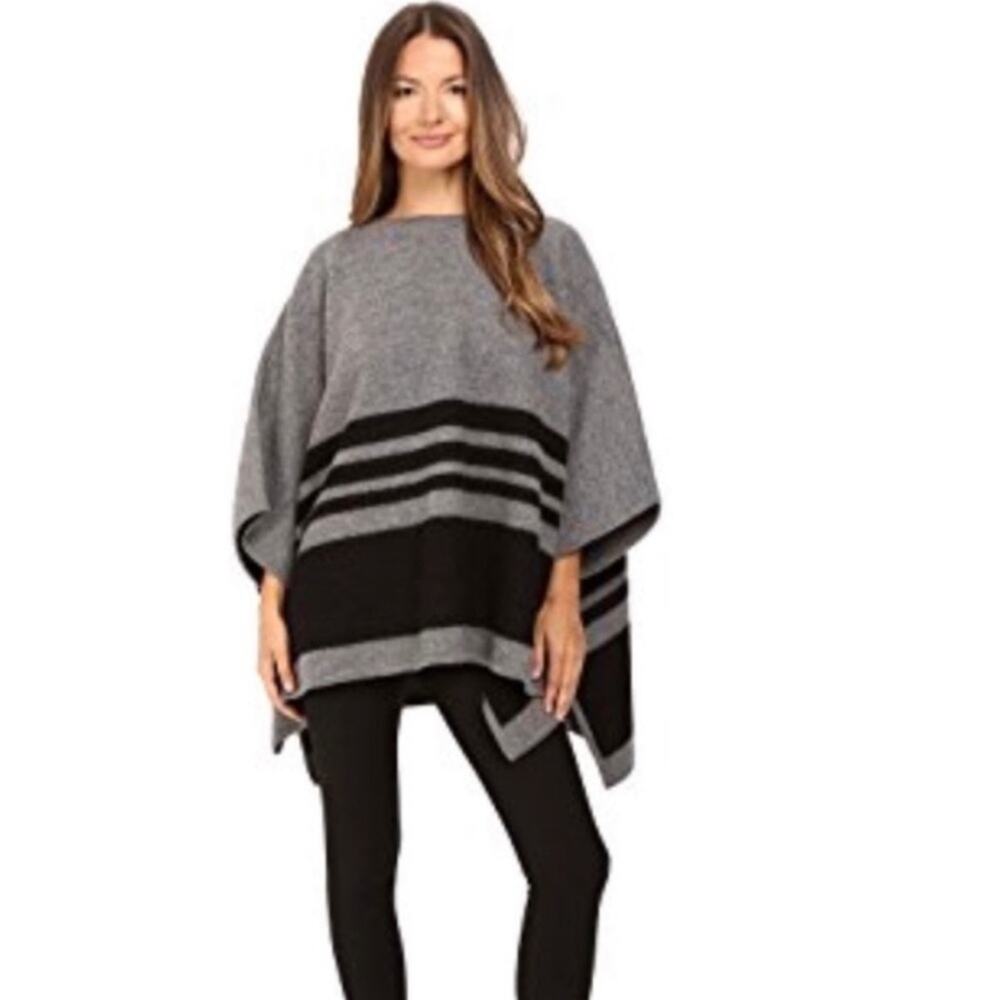 Kate Spade Broome Street Melange Wool Striped Poncho